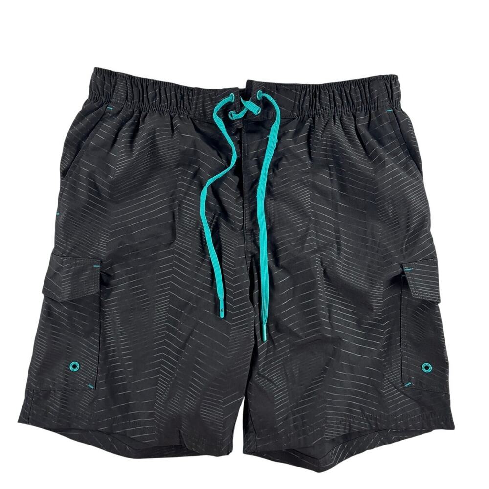 ZeroXposur Mens Quick Dry Swim Trunks with Cargo Pockets - Black - Large
